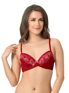 Amante Padded Wired Moonlit Florals Lace Bra - BRA31001