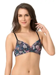 Amante Navy Blue Printed Non-Wired Lightly Padded Everyday Bra 8903129188968