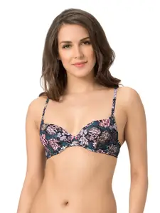 Amante Navy Blue Printed Underwired Lightly Padded T-shirt Bra 8903129188333