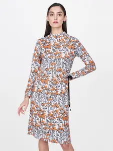 AND Women White Printed A-Line Dress
