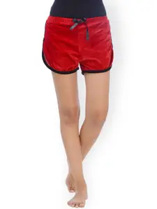 Da Intimo Women Red & Black Solid Lounge Shorts DIL66