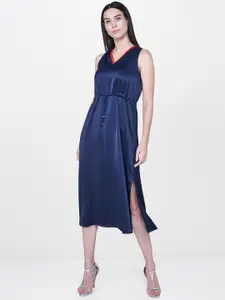 AND Women Blue Solid A-Line Dress