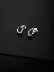Carlton London 925 Sterling Silver Teardrop Shape Studs With Rhodium Plating