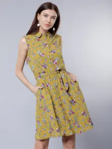 Tokyo Talkies Women Mustard Printed Shirt Dress