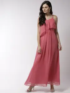 MISH Women Pink Solid Layered Maxi Dress