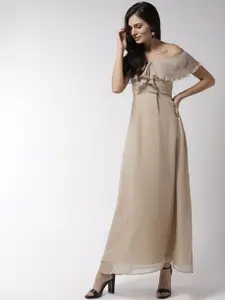 MISH Women Beige Solid Maxi Dress