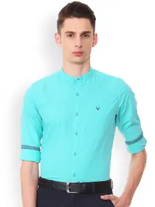 Allen Solly Men Turquoise Blue Slim Fit Solid Casual Shirt