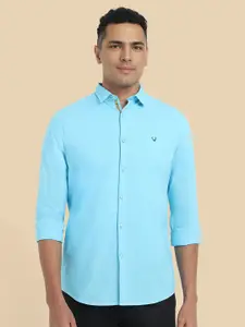 Allen Solly Men Turquoise Blue Slim Fit Solid Casual Shirt