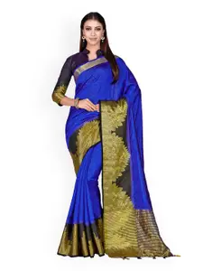 MIMOSA Blue Art Silk Embellished Kanjeevaram Saree