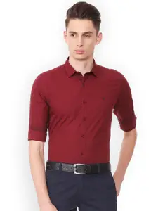Allen Solly Men Maroon Slim Fit Solid Casual Shirt