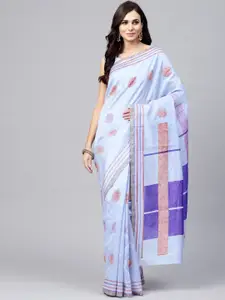 Saree mall Blue Printed Bhagalpuri Saree