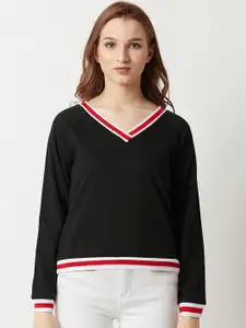Miss Chase Women Black Solid Sweatshirt