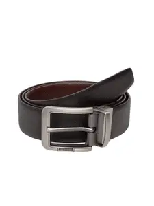 Teakwood Leathers Men Black & Brown Solid Reversible Leather Belt