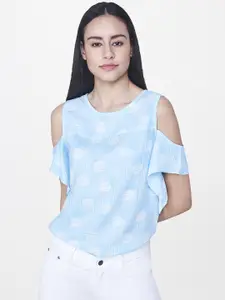 AND Women Blue & White Printed Top