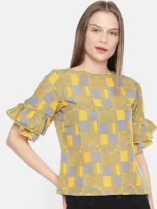 AND Women Yellow & Grey Printed Top