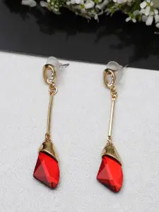 Shining Diva Fashion Gold-Toned  Red Contemporary Drop Earrings