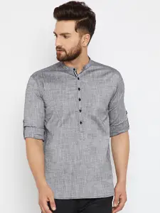 even Men Grey Solid Straight Kurta