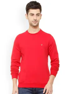 Allen Solly Men Red Solid Sweatshirt