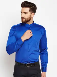Hancock Men Blue Slim Fit Solid Formal Shirt