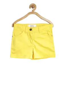 Sera Girls Yellow Solid Regular Fit Regular Shorts