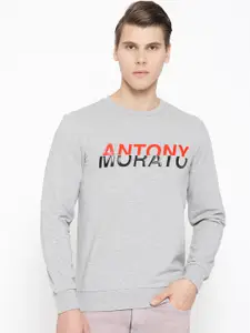 Antony Morato Men Grey Melange Printed Sweatshirt