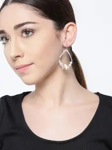 PRITA BY PRIYAASI White Silver-Plated Teardrop Shaped Handcrafted Beaded Drop Earrings