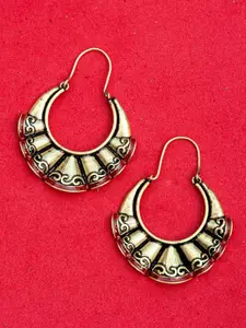 Voylla Gold-Plated & Maroon Handcrafted Circular Hoop Earrings