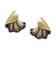 Voylla Gold-Plated & Blue Contemporary Handcrafted Studs