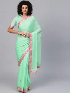 Saree mall Green Embellished Saree