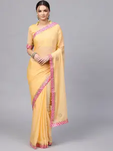 Saree mall Yellow Embellished Saree