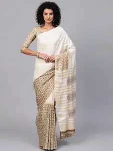 Saree mall Beige Printed Saree