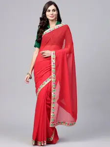 Saree mall Red Self Checked Saree
