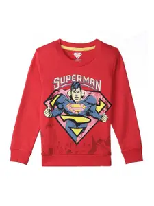Kids Ville Boys Red Superman Print Sweatshirt