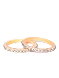 Priyaasi Set of 2 Gold-Plated Stone-Studded Bangles
