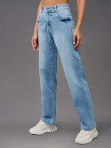 Miss Chase Women Blue Straight Fit Mid-Rise Clean Look Jeans