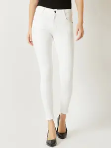Miss Chase Women White Skinny Fit Mid-Rise Clean Look Jeans