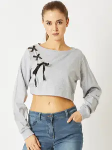 Miss Chase Women Grey Solid Crop Top