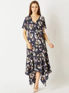 Miss Chase Women Navy Blue Printed Maxi Dress