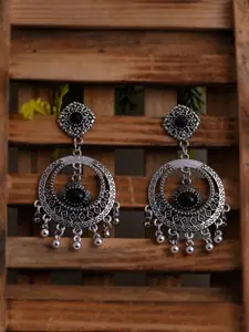 justpeachy Silver-Toned Contemporary Drop Earrings