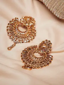 PANASH Gold-Plated Crescent Shaped Handcrafted Chandbalis