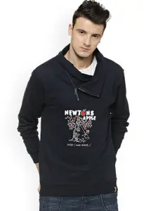 Campus Sutra Men Navy Blue Printed Sweatshirt