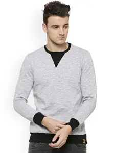 Campus Sutra Men Grey Solid Sweatshirt