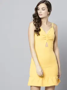 Veni Vidi Vici Women Yellow Solid Sheath Dress