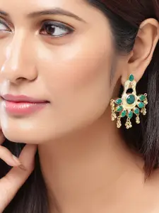 Silvermerc Designs Green Silver-Plated Handcrafted Classic Drop Earrings