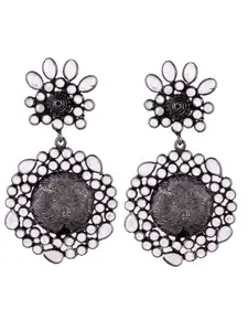 Silvermerc Designs Black & White Silver-Plated Quirky Drop Earrings