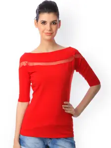 SCORPIUS Women Red Solid Top