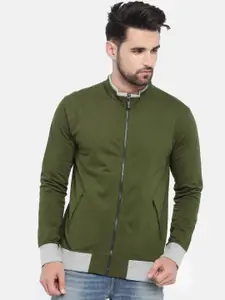 ARISE Men Olive Green Solid Sweatshirt