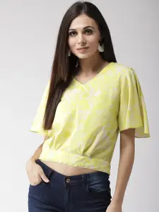 Style Quotient by noi Women Green & White Printed Crop Top