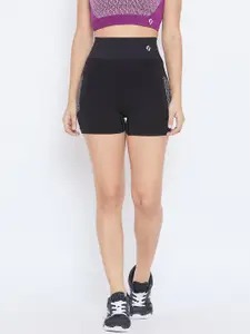 C9 AIRWEAR Women Black Solid Regular Fit Sports Shorts