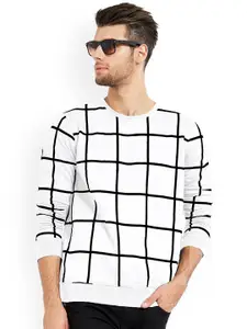 Maniac Men White Checked Sweatshirt